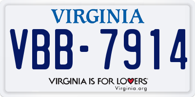 VA license plate VBB7914