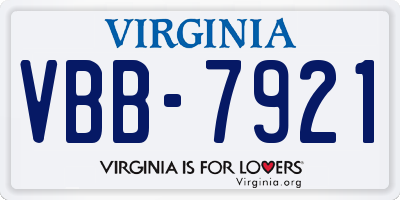 VA license plate VBB7921
