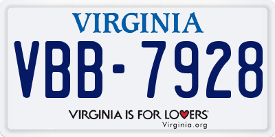 VA license plate VBB7928