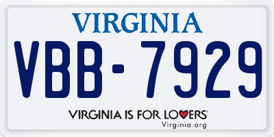 VA license plate VBB7929