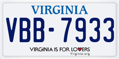 VA license plate VBB7933