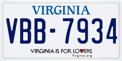 VA license plate VBB7934