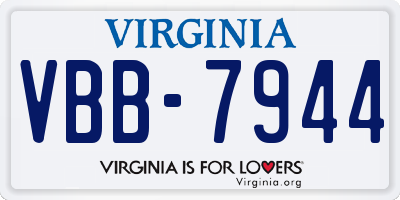 VA license plate VBB7944