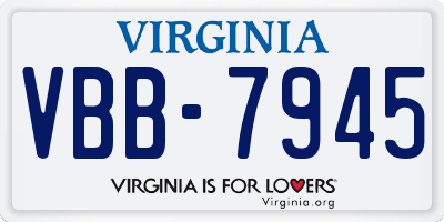 VA license plate VBB7945