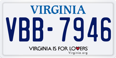 VA license plate VBB7946