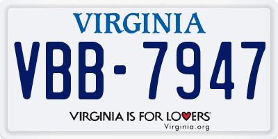VA license plate VBB7947