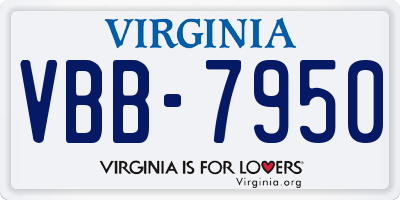 VA license plate VBB7950