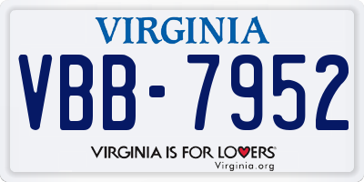 VA license plate VBB7952