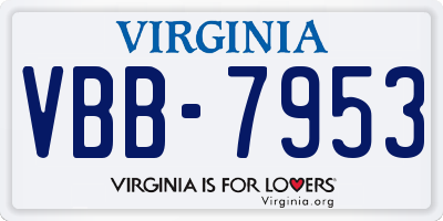 VA license plate VBB7953