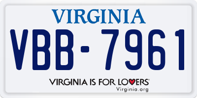 VA license plate VBB7961