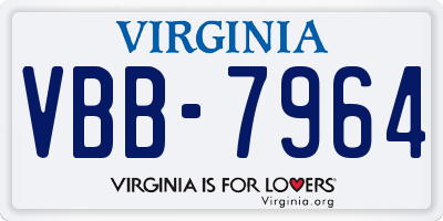VA license plate VBB7964