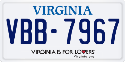 VA license plate VBB7967