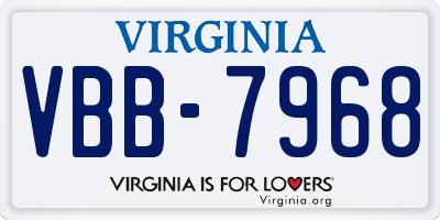 VA license plate VBB7968