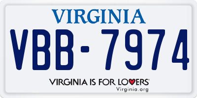 VA license plate VBB7974