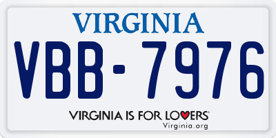 VA license plate VBB7976