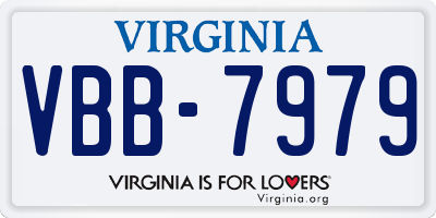 VA license plate VBB7979