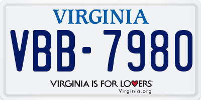 VA license plate VBB7980