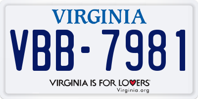 VA license plate VBB7981