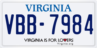 VA license plate VBB7984