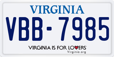 VA license plate VBB7985