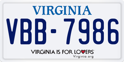 VA license plate VBB7986