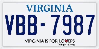 VA license plate VBB7987