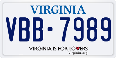 VA license plate VBB7989