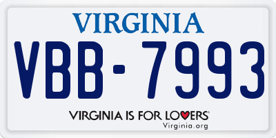 VA license plate VBB7993