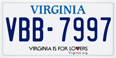 VA license plate VBB7997