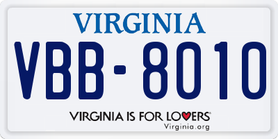 VA license plate VBB8010