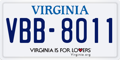 VA license plate VBB8011