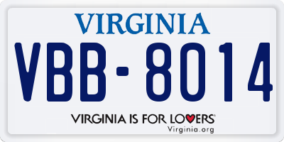 VA license plate VBB8014