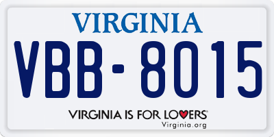 VA license plate VBB8015