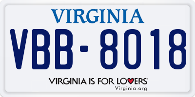 VA license plate VBB8018