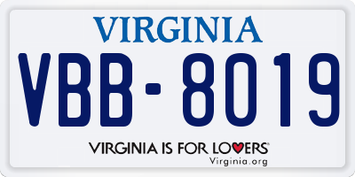 VA license plate VBB8019