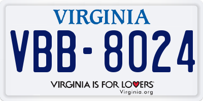 VA license plate VBB8024