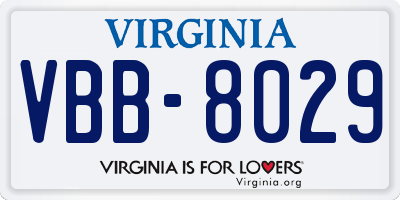 VA license plate VBB8029