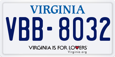 VA license plate VBB8032