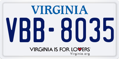 VA license plate VBB8035