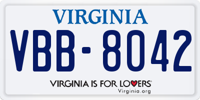 VA license plate VBB8042