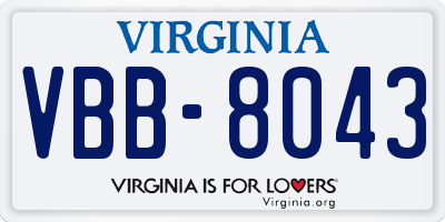 VA license plate VBB8043