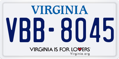 VA license plate VBB8045