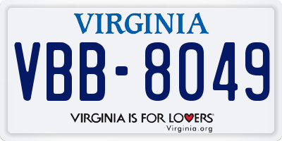 VA license plate VBB8049