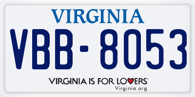 VA license plate VBB8053
