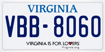 VA license plate VBB8060