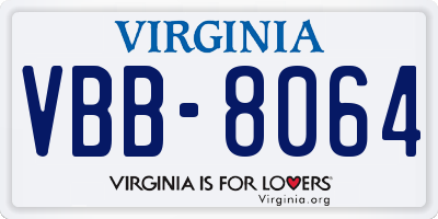 VA license plate VBB8064
