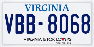 VA license plate VBB8068