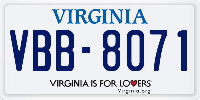 VA license plate VBB8071