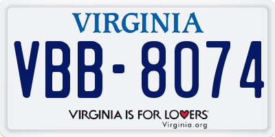 VA license plate VBB8074