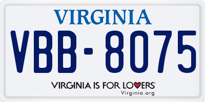 VA license plate VBB8075